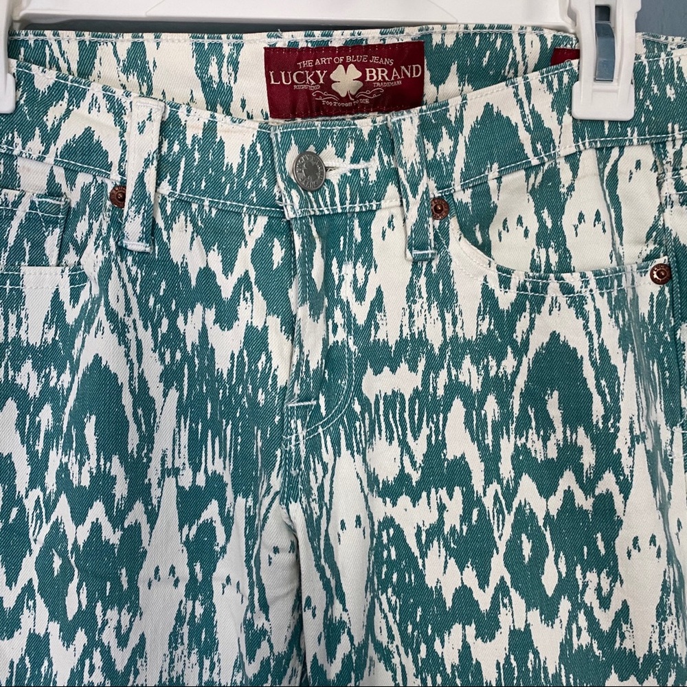 Lucky Brand Charlie Skinny Teal and White pattern - Picture 3 of 6